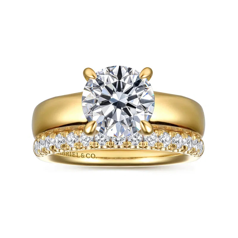14K YG "Reeve" Round Wide Solitaire Semi-Mount by Gabriel NY