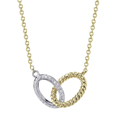 14K TT Diamond Oval Interlocking Pendant Necklace by Shy Creation
