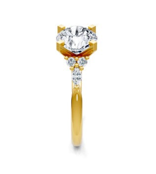 14K YG 1/3cttw Diamond Round & Marquise Cluster 3-Stone Semi-Mount by Imagine Bridal
