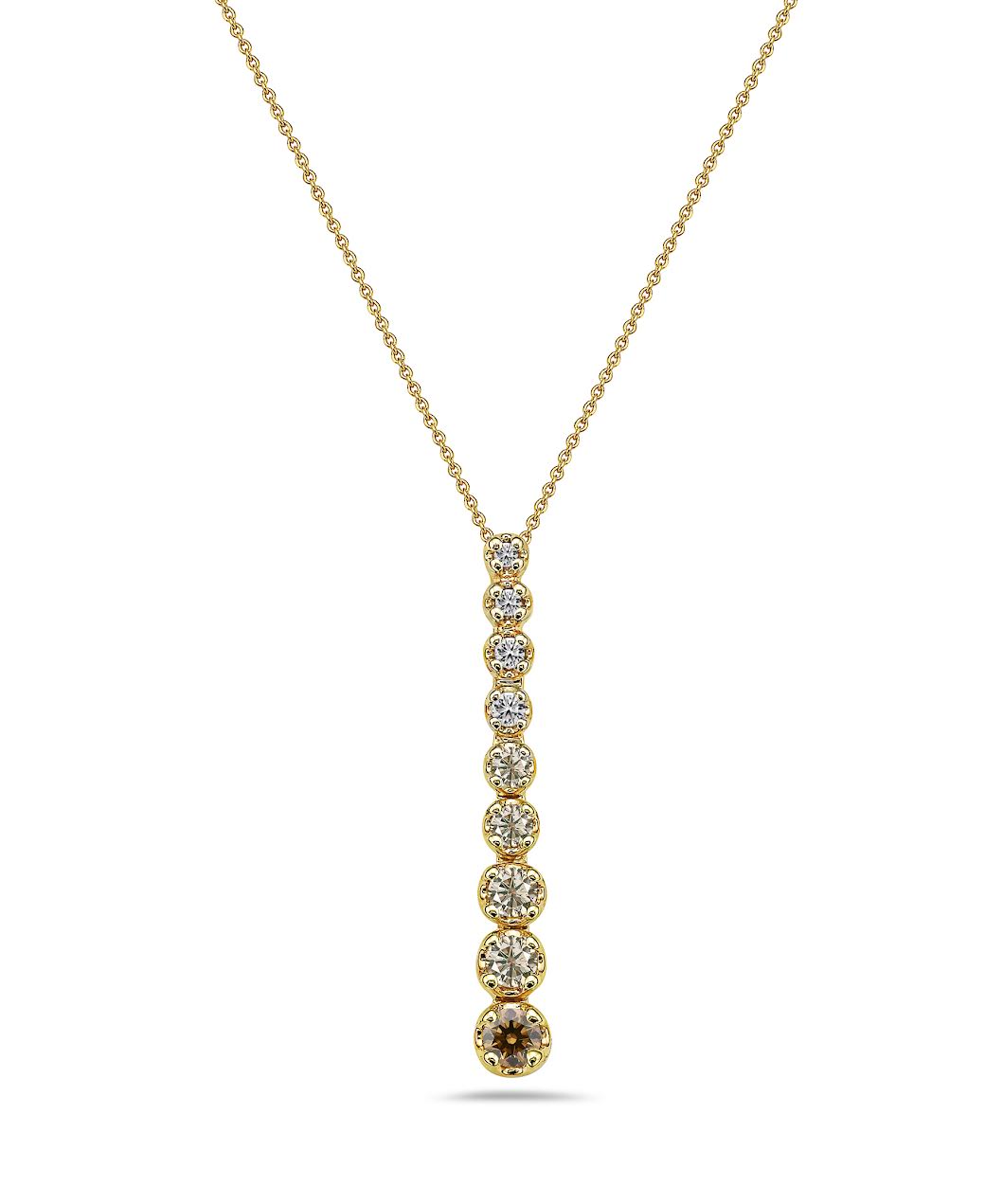 14K YG 3/8cttw Desert Diamond Graduated Vertical Bar Pendant Necklace