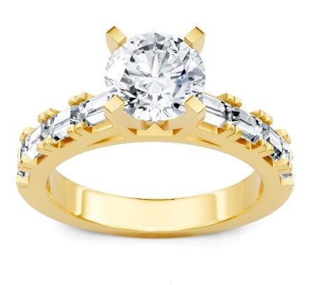 14K YG 3/4cttw Diamond Cathedral Baguette Semi-Mount by Imagine Bridal Secondary image