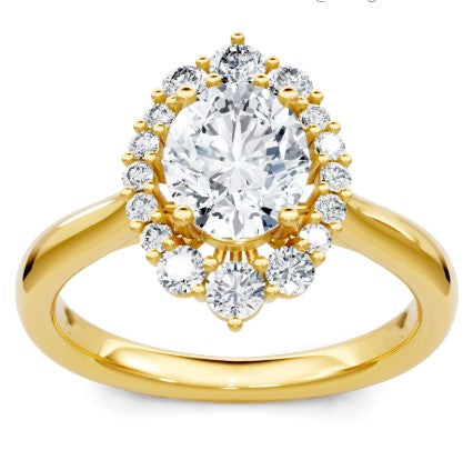 14K YG Oval Diamond Scalloped Halo Semi-Mount by Imagine Bridal Main image