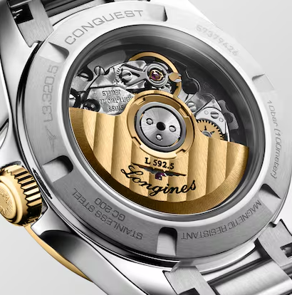 Longines conquest 30mm Stainless Steel & 18K Gold Cap Watch with Silver Dial