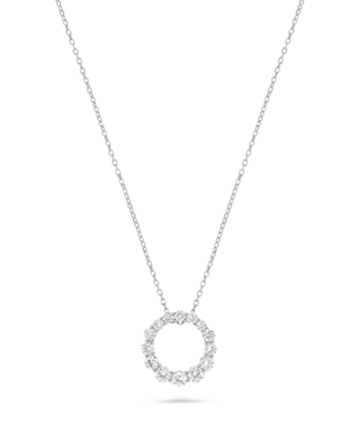 14K White Gold 2/3cttw Graduated Diamond Circle Pendant Necklace Main image
