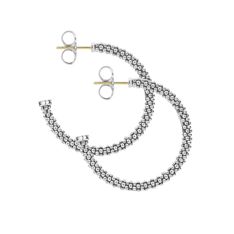Sterling Silver Small Caviar Thin Hoop Earrings by LAGOS