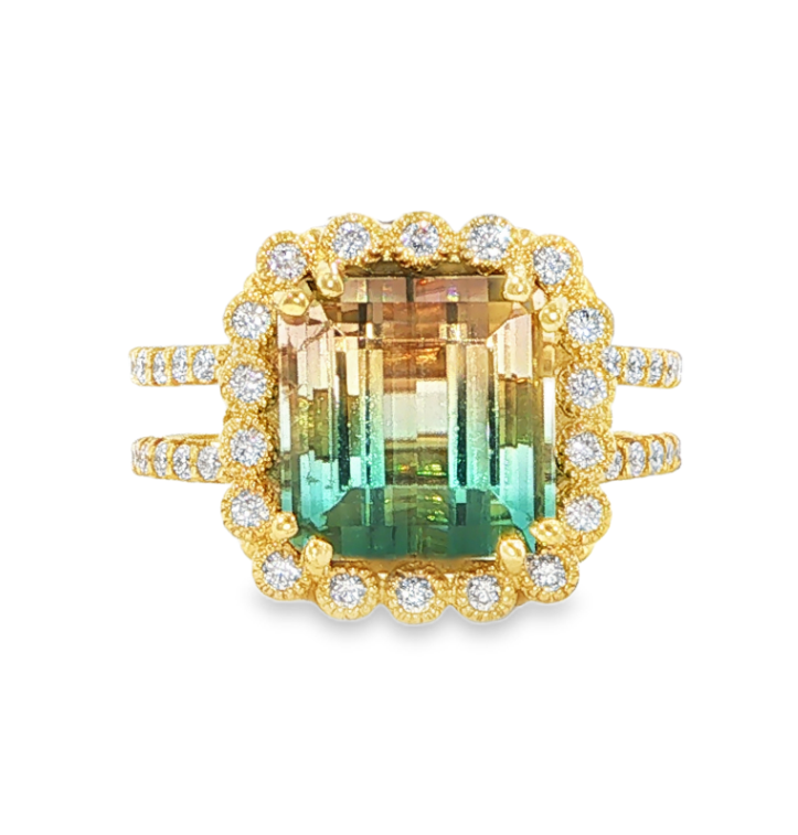 18K Yellow Gold Emily Ann Bicolor Tourmaline Ring by Erica Courtney Main image