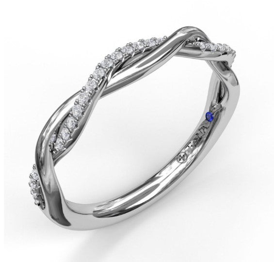 14K WG Polish & Diamond Narrow Twist Wedding Band by FANA Main image