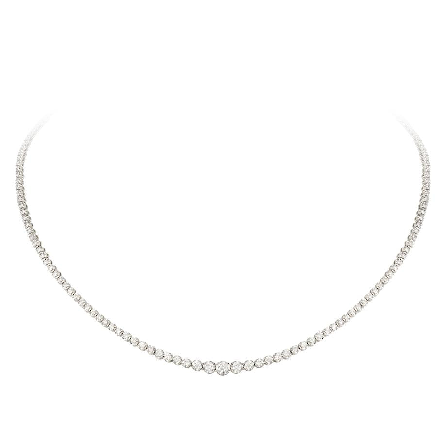 18K WG 3cttw Diamond Graduated Riviera Necklace