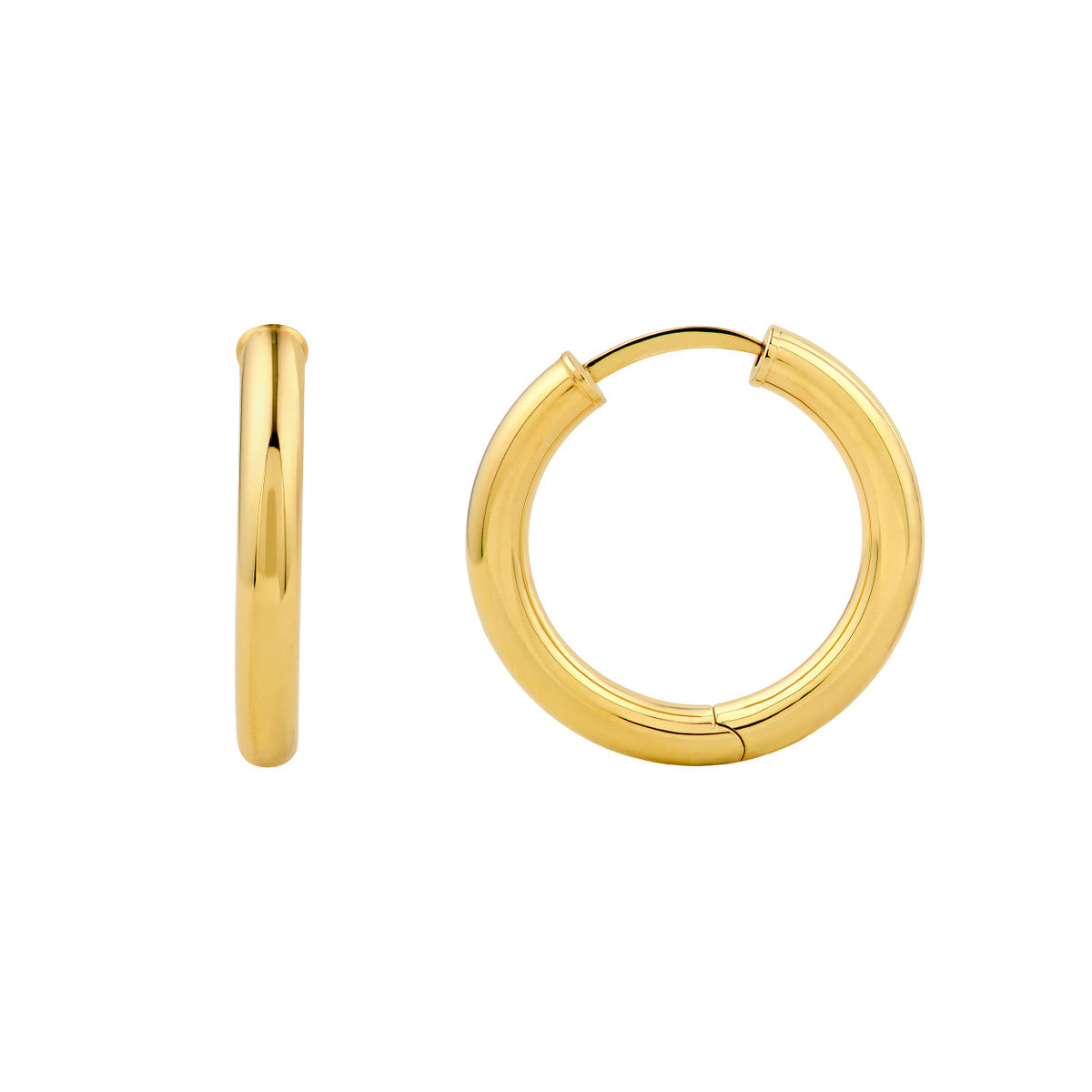 14K YG 3x15mm Round Hoop Earrings
