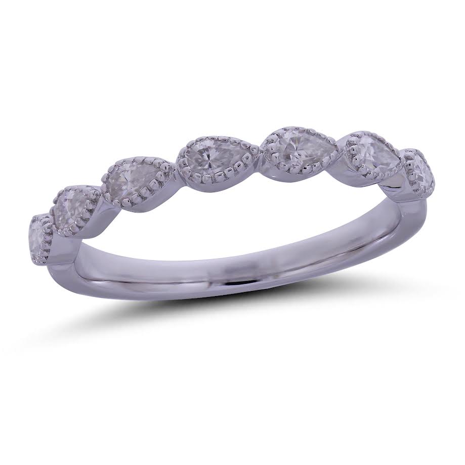 14K WG Diamond Pear Shaped Wedding Band Main image