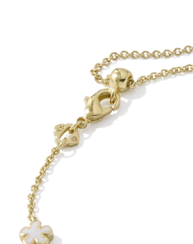 Gold Plated Jane Delicate Chain Bracelet in White Enamel by Kendra Scott