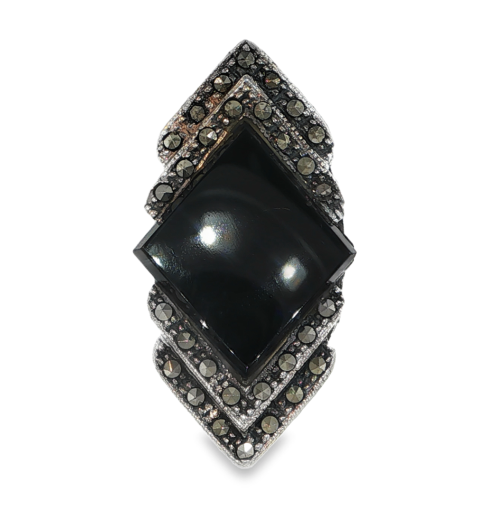Sterling Silver Black Onyx & Marcasite Ring *Estate Item Sold as is, Final Sale*