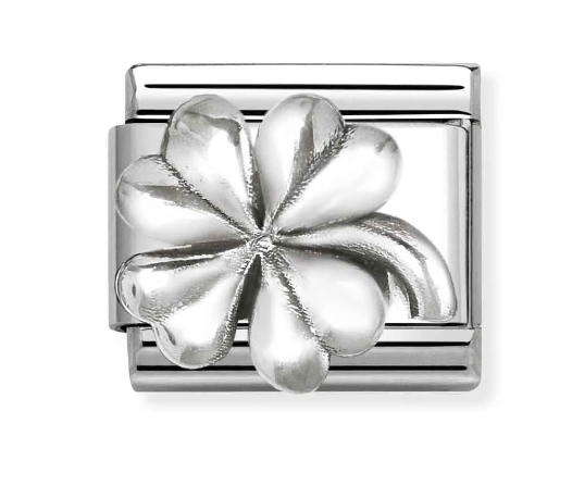 Stainless Steel & Sterling Silver Four-Leaf Clover Charm