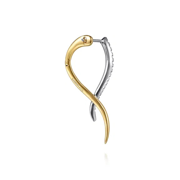 14K Two-Tone Diamond Spike Bypass Hoops by Gabriel NY