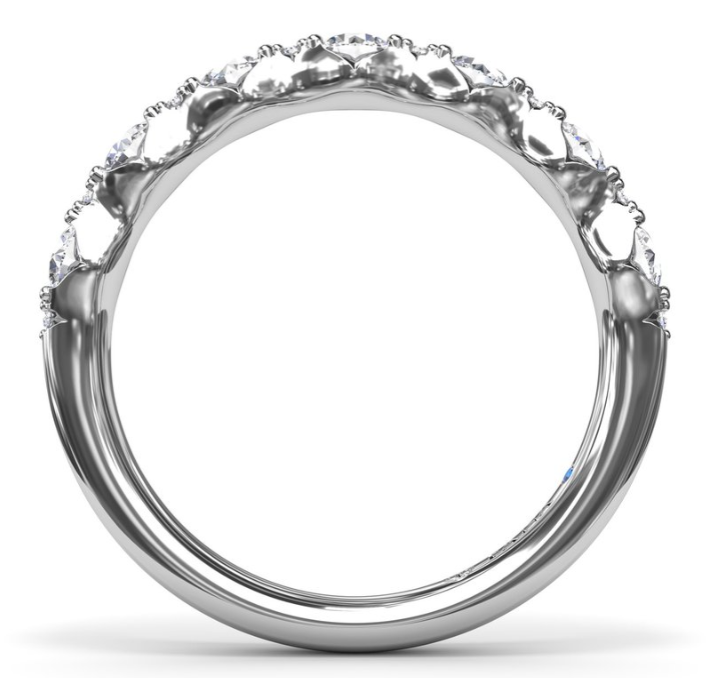 14K WG Scalloped Diamond Anniversary Band by Fana