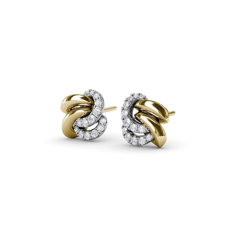 18K Two-Tone Spyre Knot Diamond Stud Earrings by Fana Secondary image