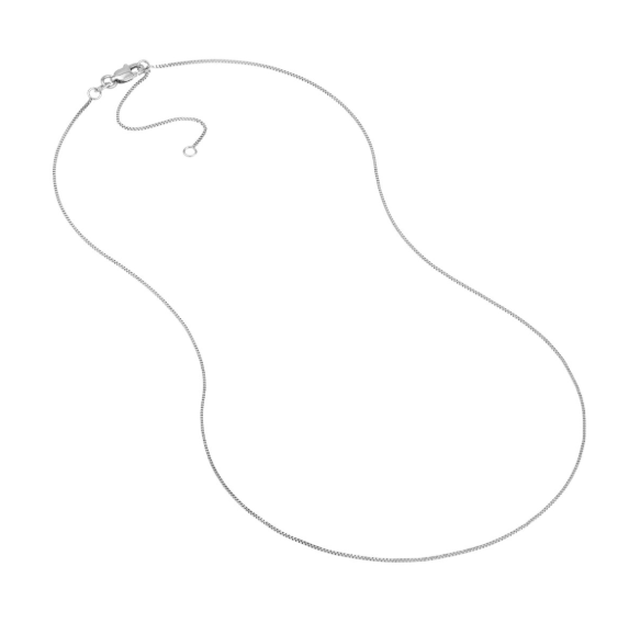 18" 14K WG Adj Box Chain w/ Lobster Clasp