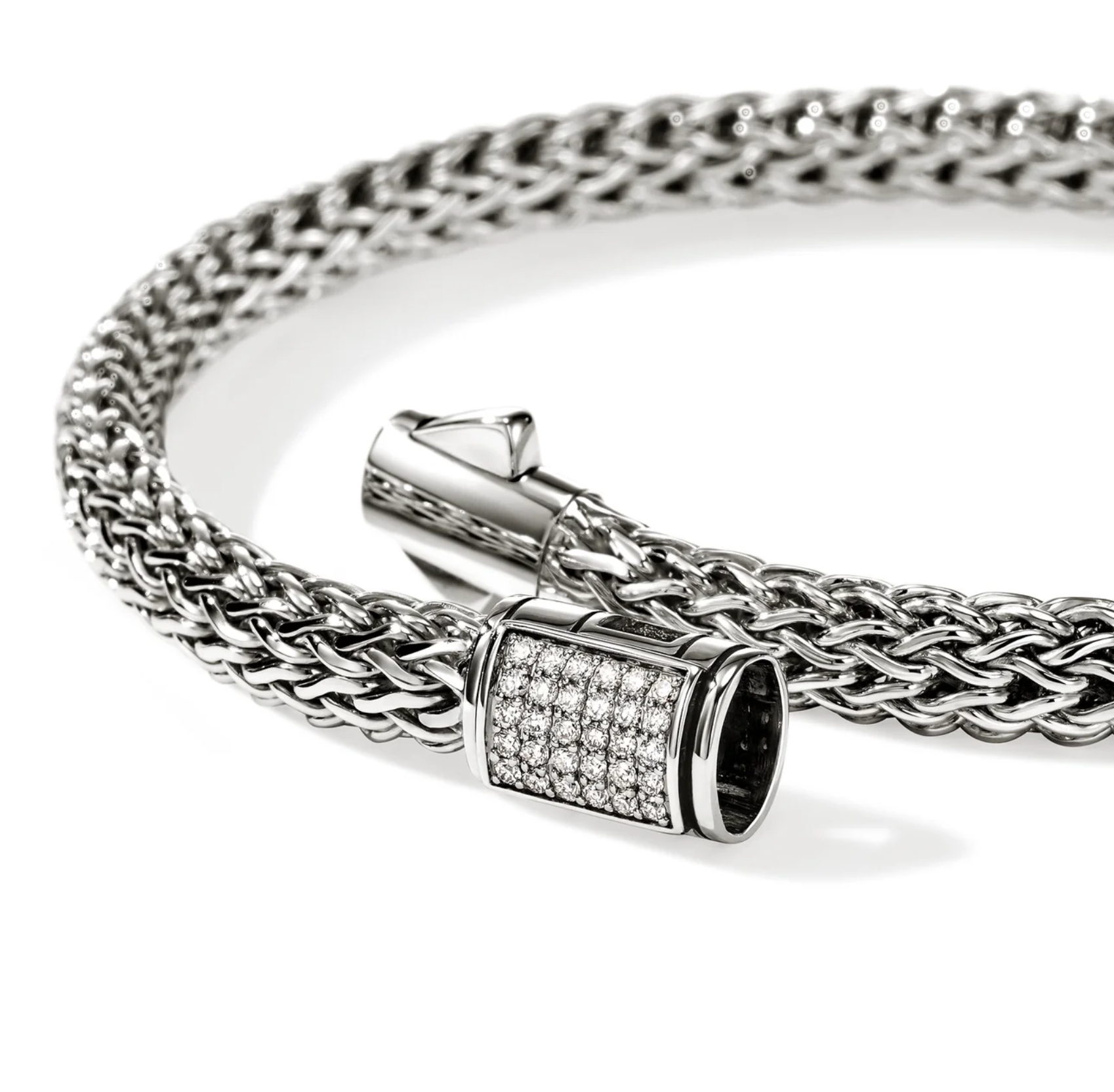 Sterling Silver Icon 5mm Bracelet with Diamond Clasp by John Hardy Main image