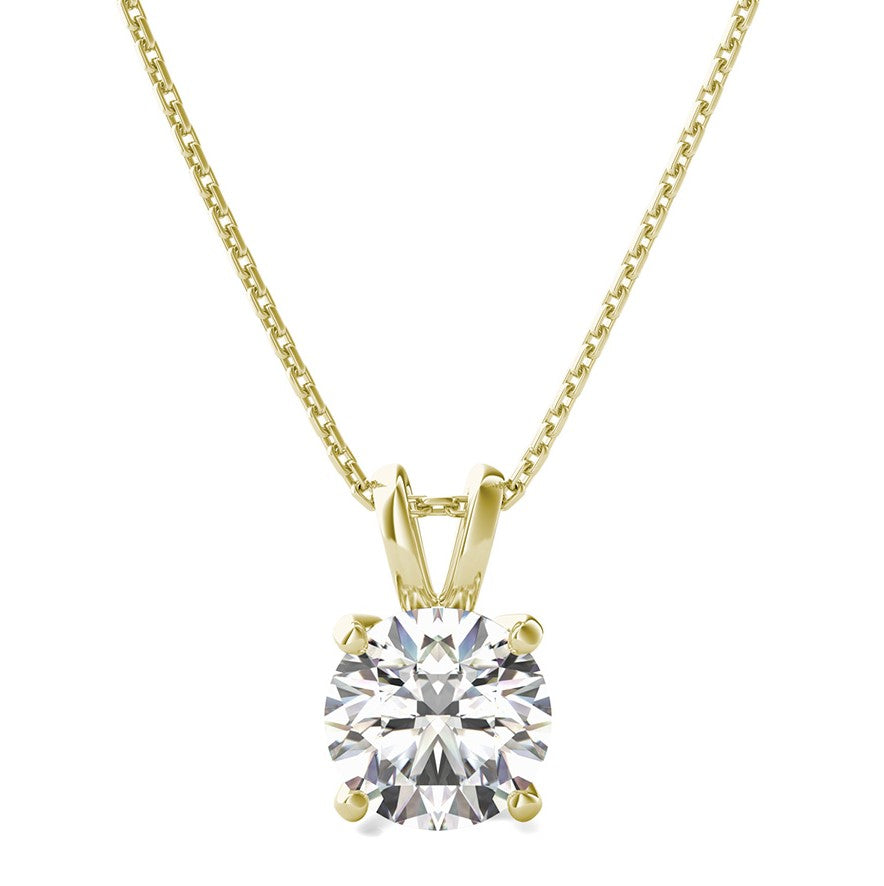 14K YG 1/2CT Round Diamond Solitaire Pendant