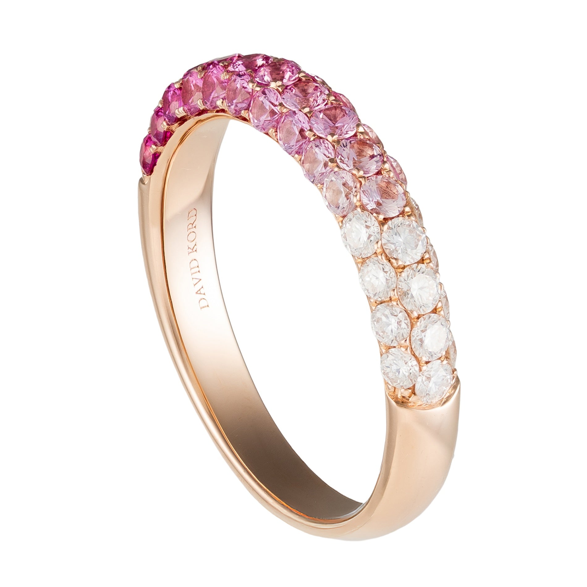 18K Rose Gold Ombre Pink Sapphire & Diamond Band by David Kord