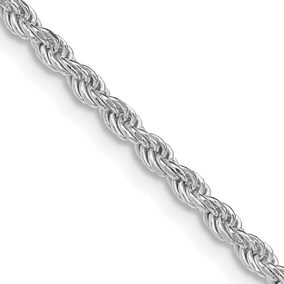 22" SS Rhodium-plated 2.25mm Diamond-Cut Rope Chain