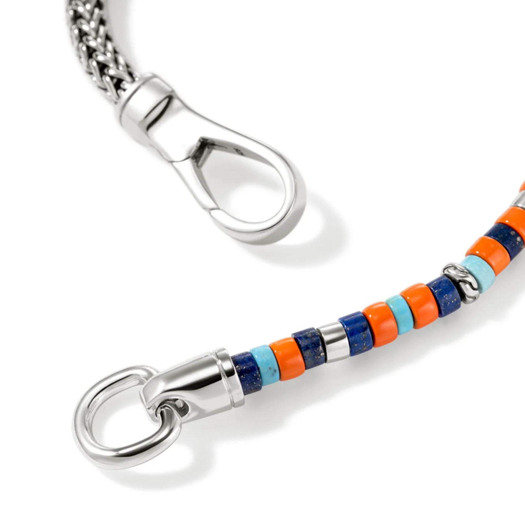 Sterling Silver, Lapis, Turquoise & Enamel 4.5mm Heishi Bracelet with Hook Clasp by John Hardy