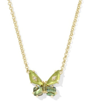 Bianca Gold Plated Butterfly Pendant Necklace in Green Mix by Kendra Scott