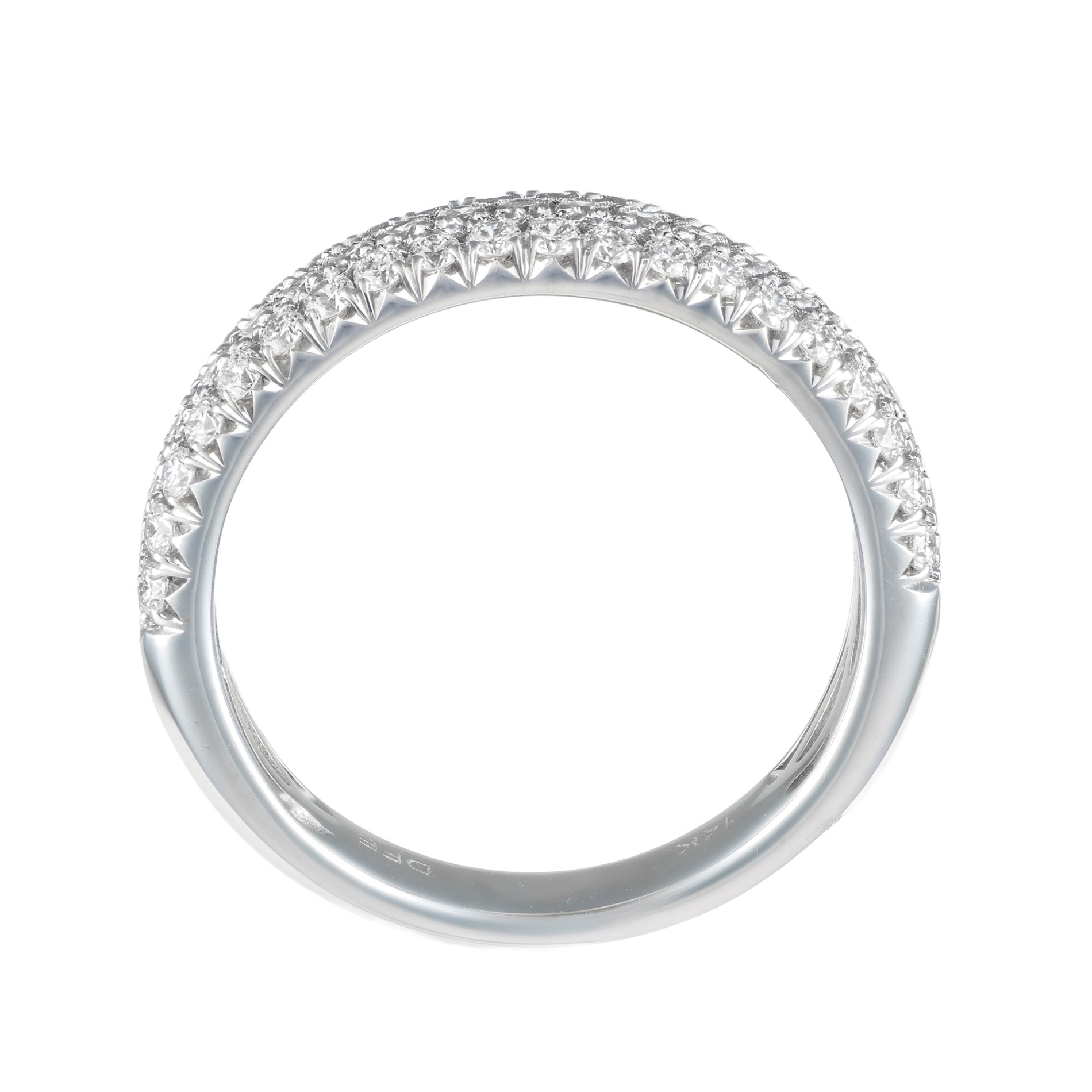 14K White Gold Three Row Pave Anniversary Band Secondary image