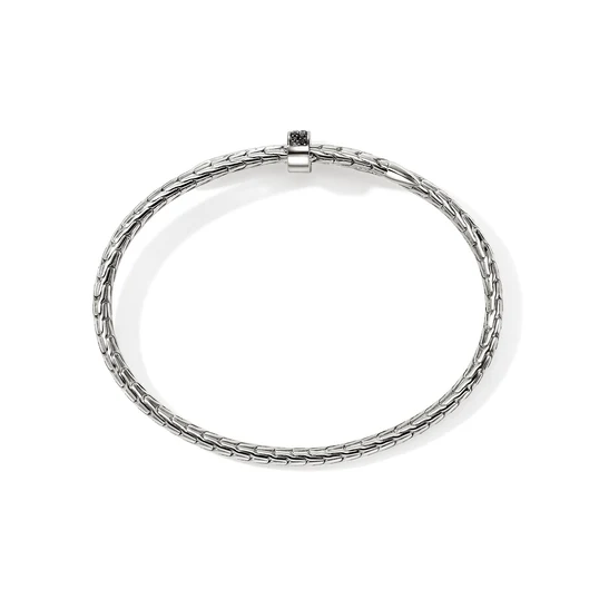 Sterling Silver Spear Flex 4mm Treated Black Sapphire Bangle by John Hardy