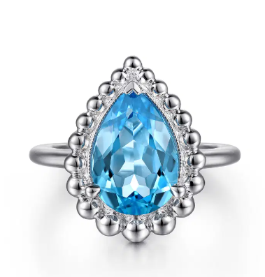 Sterling Silver Bujukan Swiss Blue Topaz Ring by Gabriel