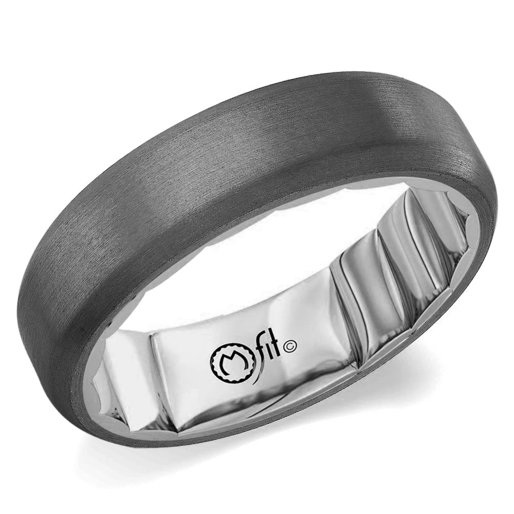 14K WG & Grey Tantalum Sandpaper Finish Men's Band by MFit