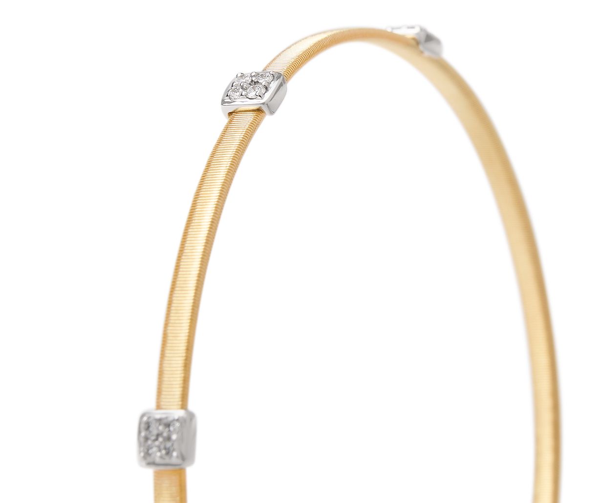 18K YG Masai Stackable Bangle Bracelet with Diamonds by Marco Bicego