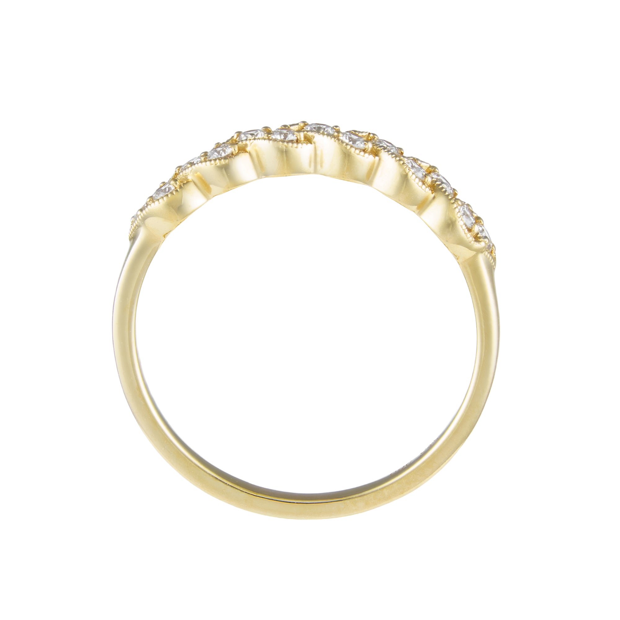 14K Yellow Gold Diamond Woven Milgrain Wedding Band Secondary image
