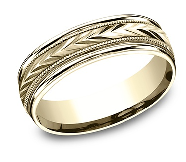 14K Yellow Gold "The Dominion" Harvest Milgrain Light Comfort Fit Band by Benchmark Main image