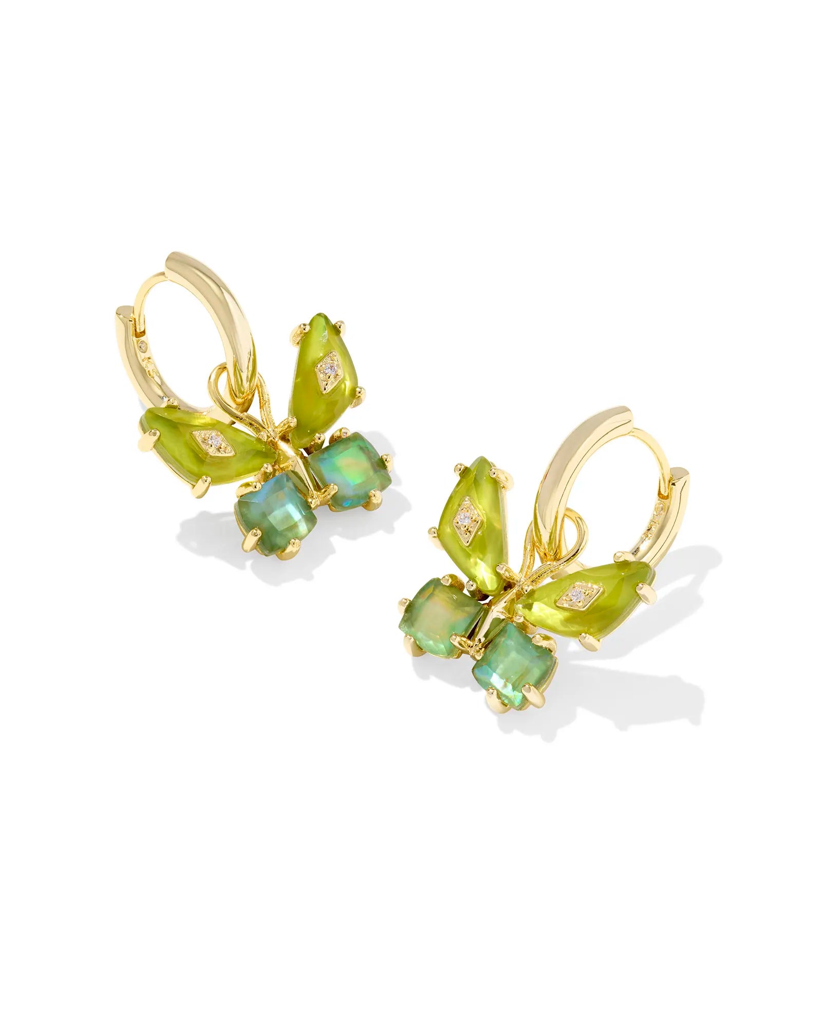 Bianca Gold Plated Butterfly Huggies in Green Mix by Kendra Scott Main image
