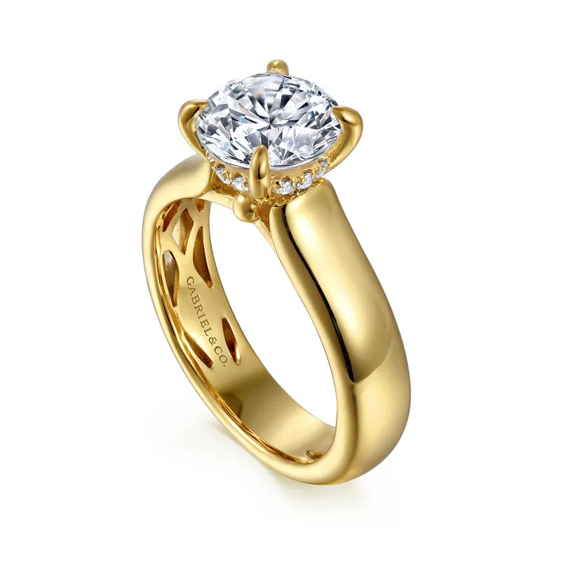 14K YG "Reeve" Round Wide Solitaire Semi-Mount by Gabriel NY