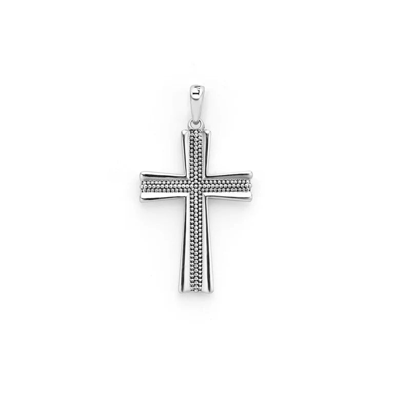 Sterling Silver Anthem Micro Caviar Cross Amulet Pendant by LAGOS
