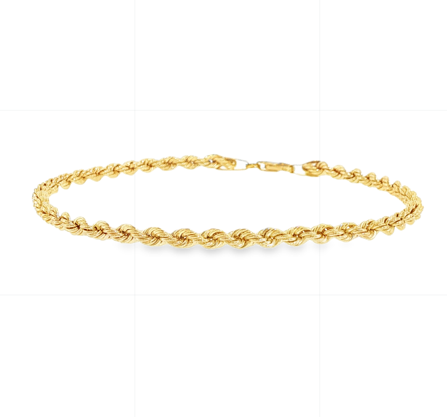10K YG Hollow Rope Chain Bracelet *Estate Item Sold as is, Final Sale* Main image