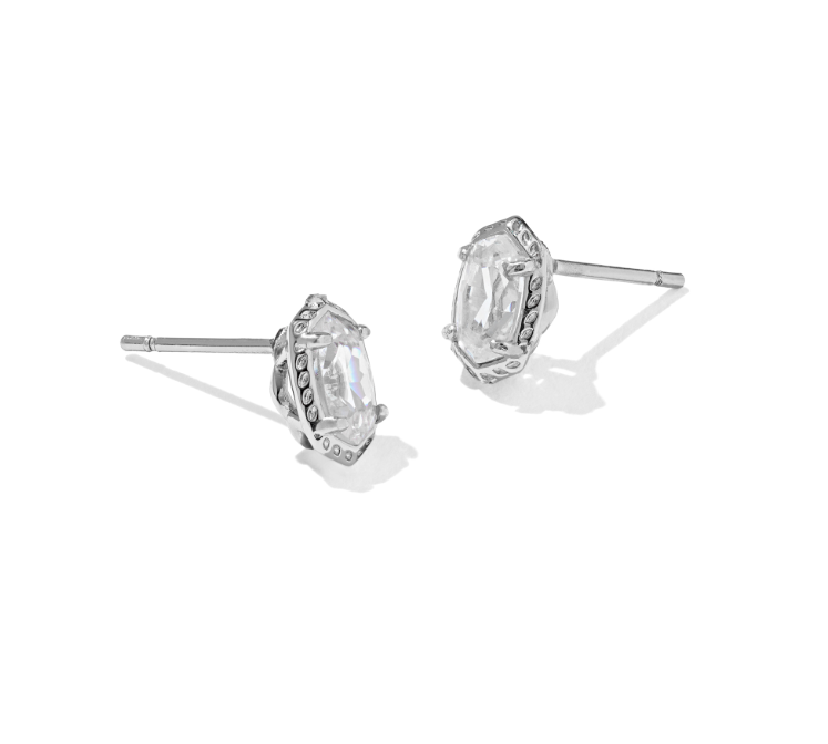 Mini Ellie Luxe Stud Earrings in Silver White CZ by Kendra Scott Main image