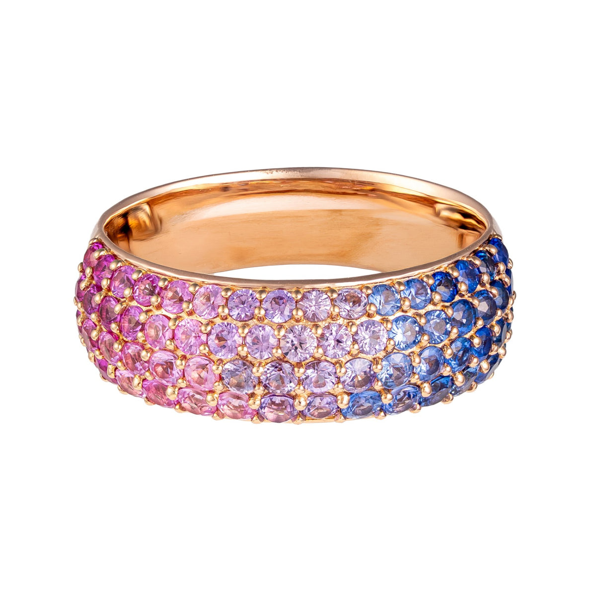 18K Rose Gold Ombre Colored Sapphire Band