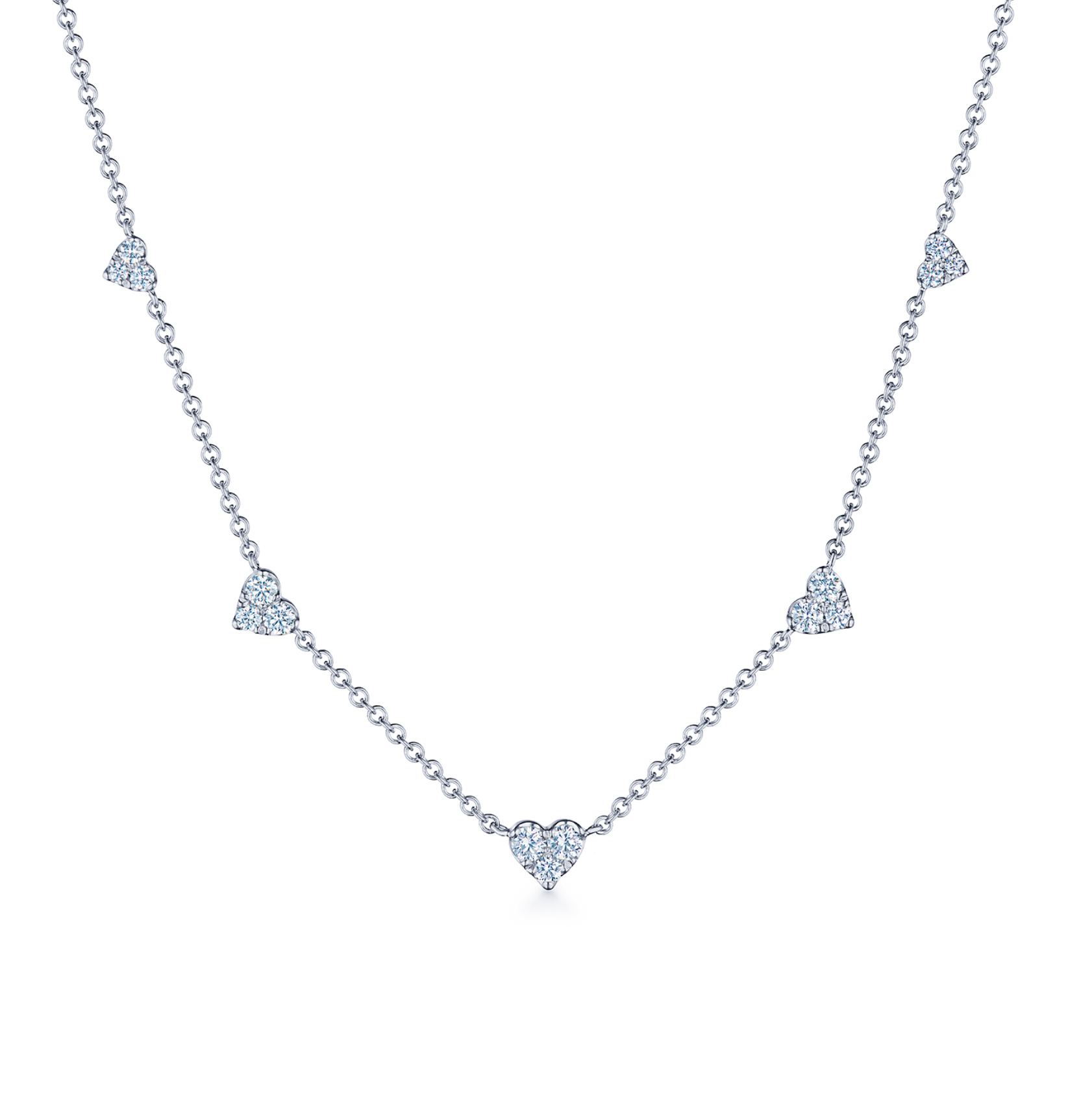 18K White Gold Sunburst Diamond Hearts Necklace by KWIAT Main image