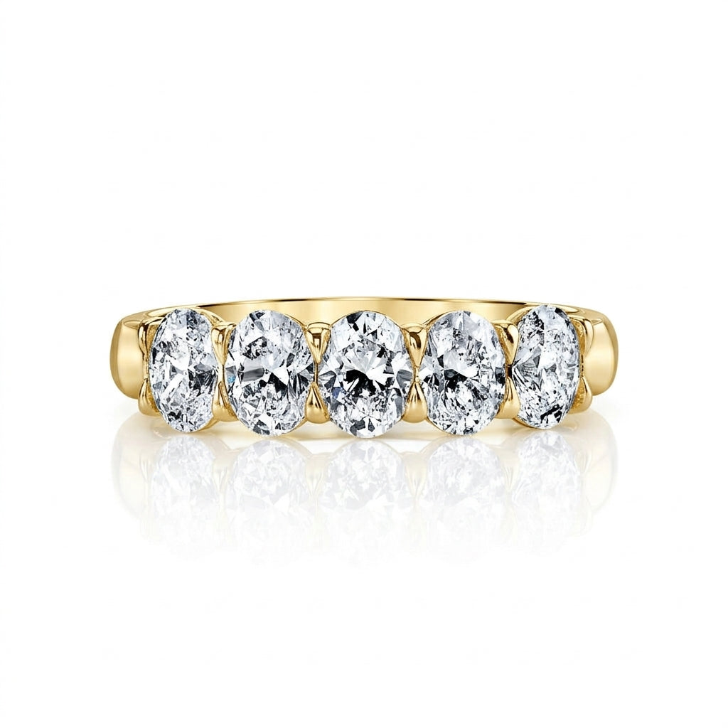 18K Yellow Gold 2cttw Diamond 5-Stone Oval Buttercup Anniversary Band by Joshua J Main image
