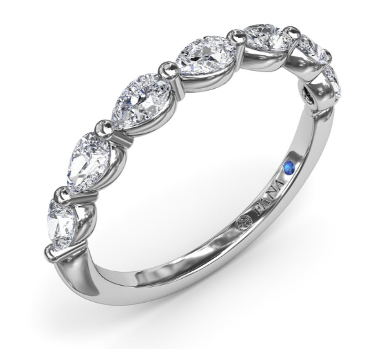 14K White Gold Diamond Pear shared Prong Band by Fana Secondary image
