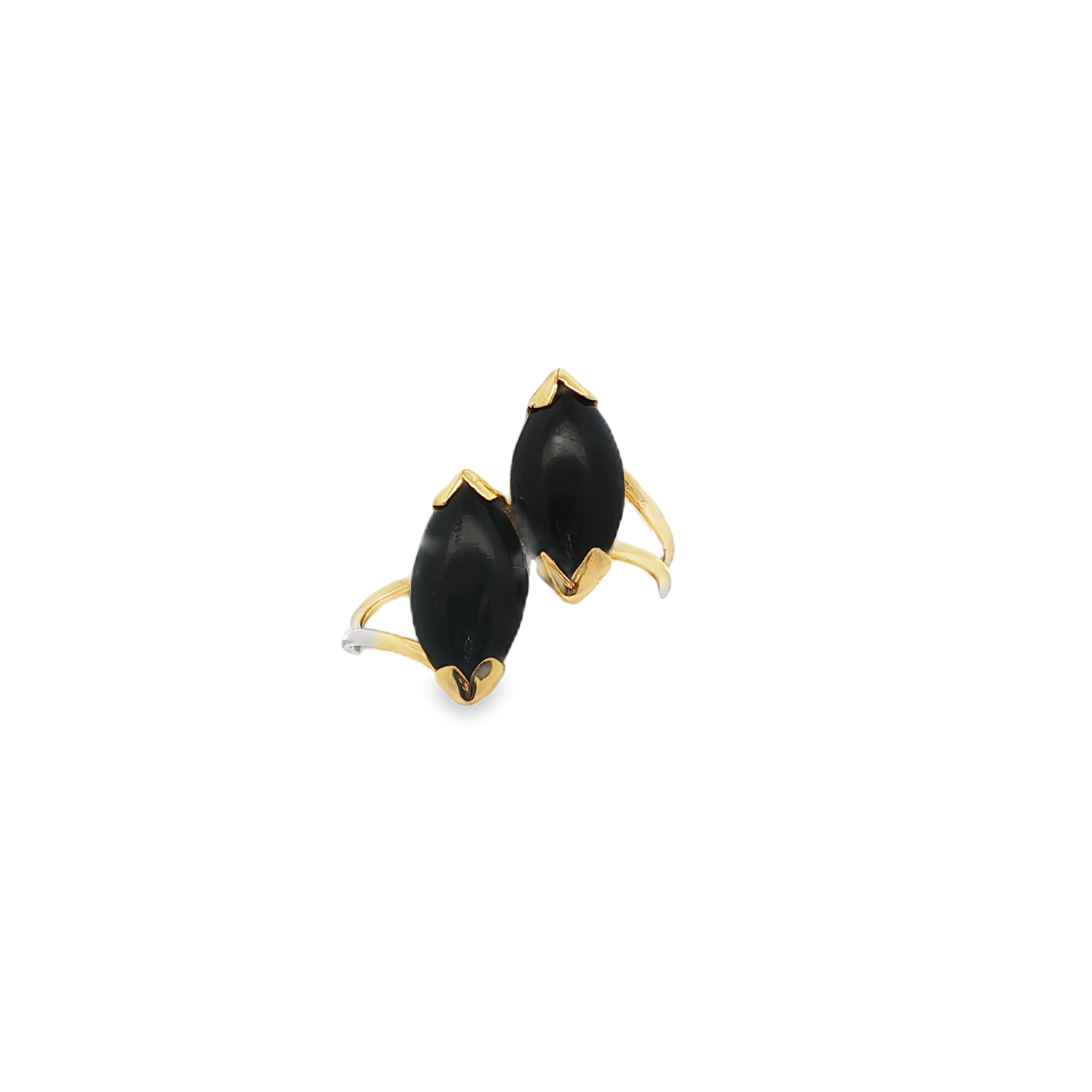 14K YG Double Marquise Shape Black Onyx Ring *Estate Item Sold as is, Final Sale*