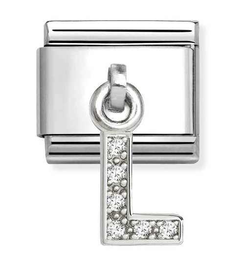Stainless Steel & Sterling Silver Letter L Initial Dangle Charm