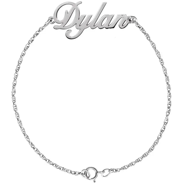 Rhodium-Plated Sterling Silver Script Nameplate