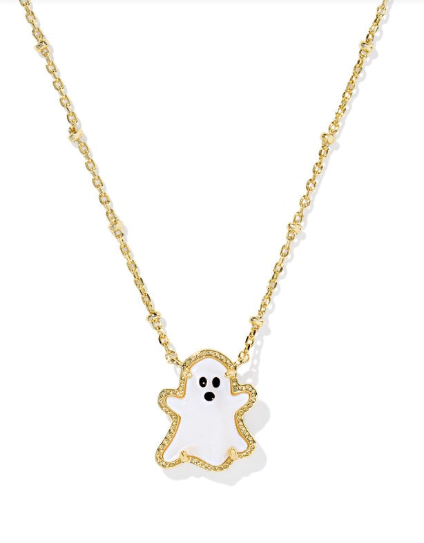 Gold Plated Ghost Short Pendant Necklace in White MOP by Kendra Scott Main image