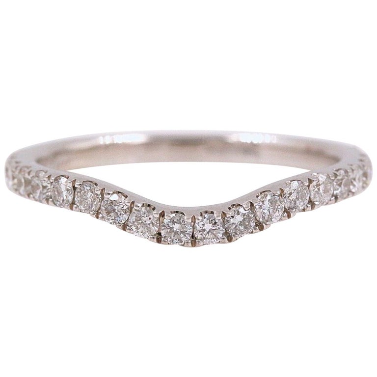 14K WG Petite Diamond Curved Contour Band