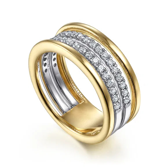 14K Two-Tone Diamond Easy Stackable Ring by Gabriel NY