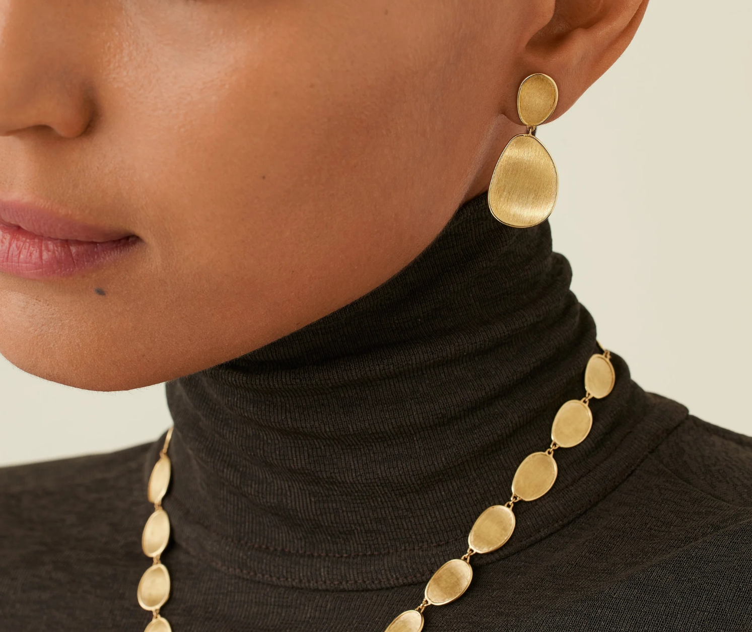 18K Yellow Gold Lunaria Small Double Drop Earrings by Marco Bicego Secondary image